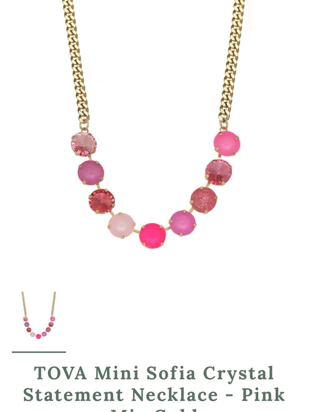 TOVA Mini Sofia Pink Mix Crystal Statement Necklace